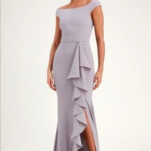 Dusty Lavender Ruffled Off-the-Shoulder